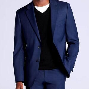 TOMMY HILFIGER® Mens 38S Blue Sharkskin Modern Fit Premium 100% Wool Suit Jacket